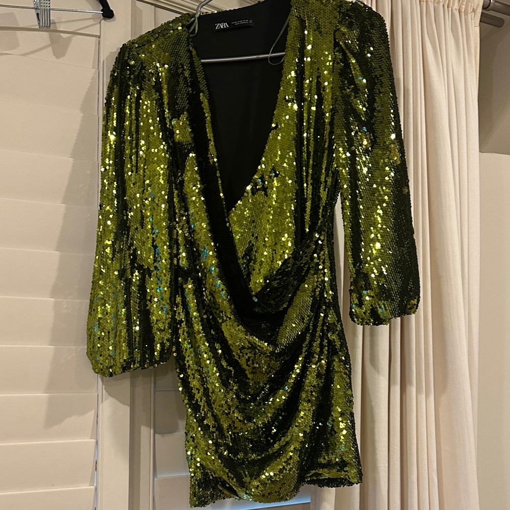Zara Green Sequin Dress size XS